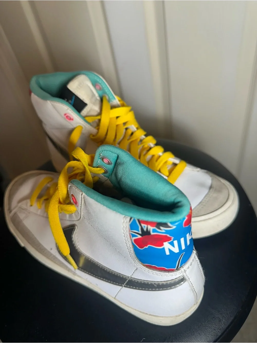 Nike tropical blazers High-Top Sneakers in White, Yellow and Teal